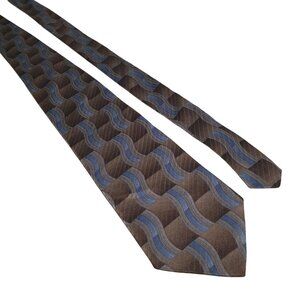 Vintage Pattern Arrow Company Men Tie Brown Blue Silk Office Dad Gift Necktie